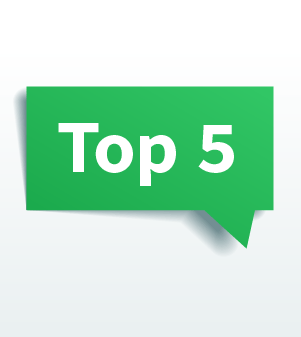 A green speech bubble reading "Top 5"