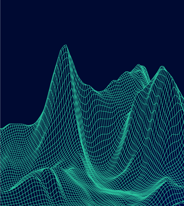 A green 3D plot on a blue background