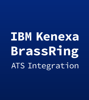 White text reading "IBM Kenexa BrassRing ATS Integration" on blue background