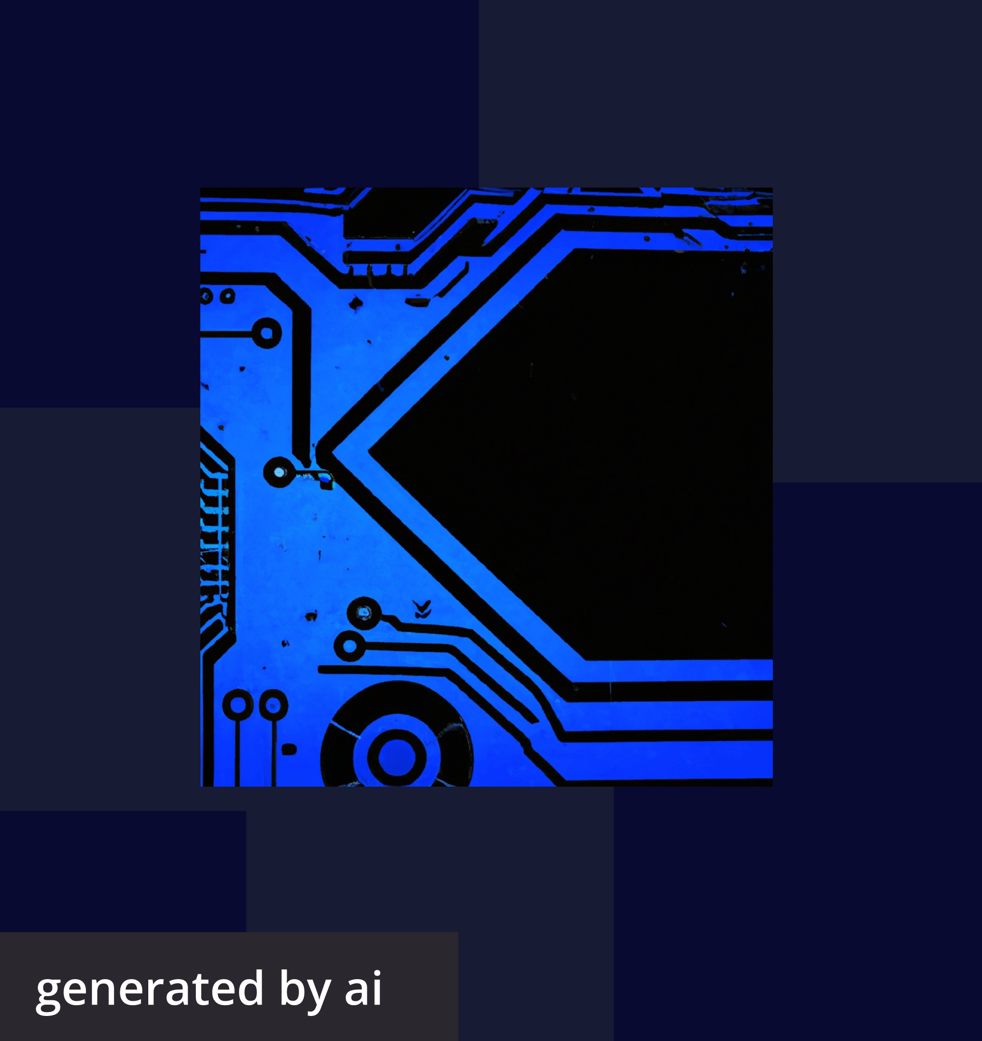 An AI-generated image of computer hardware in blue over a black background