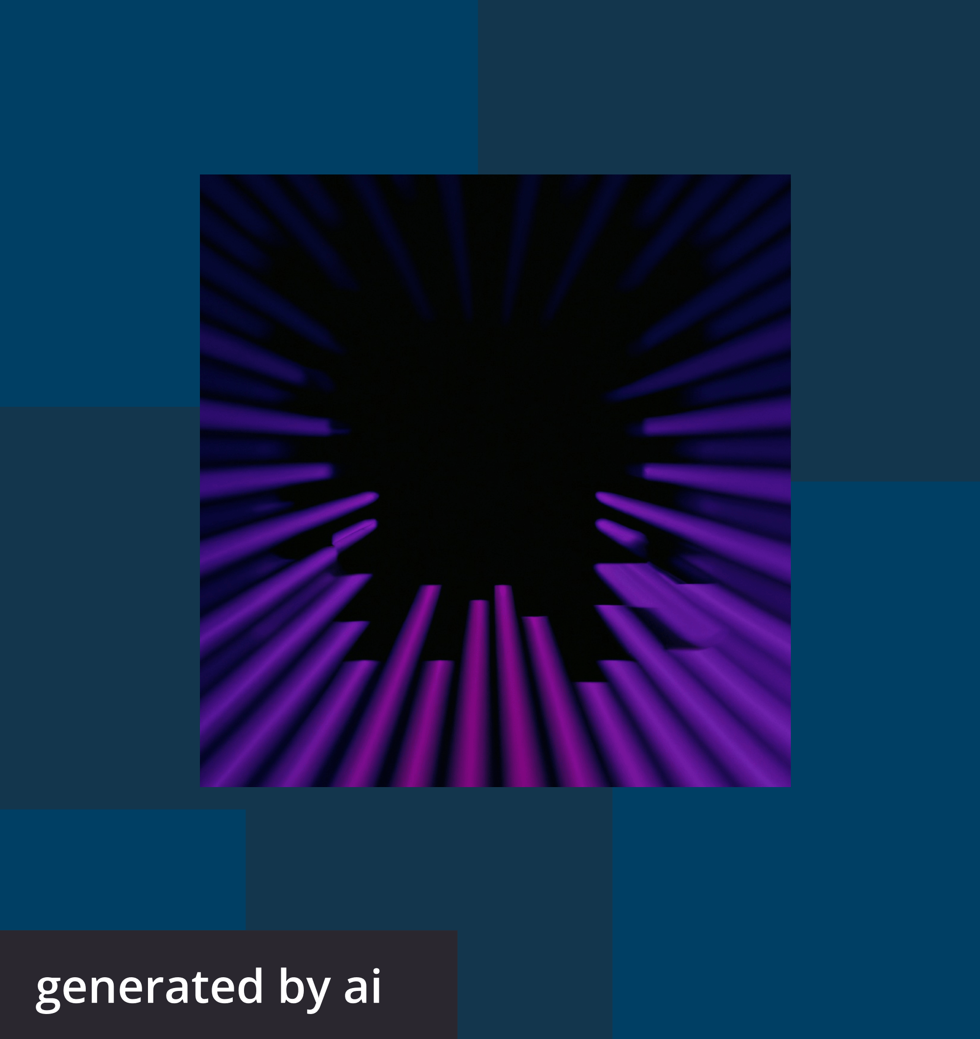 An AI-generated image showing purple lines like a starburst over a black and blue background