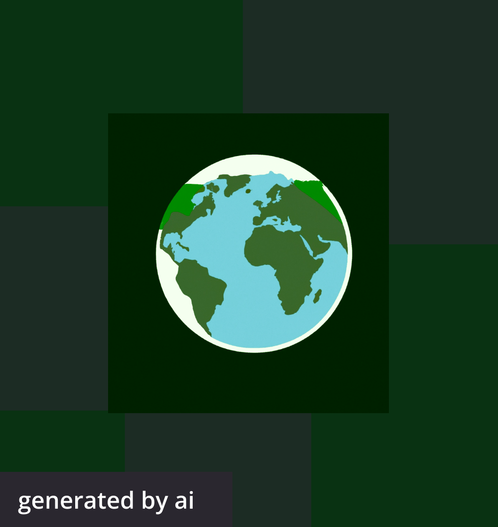 An AI-generated image of the earth over a black and green background