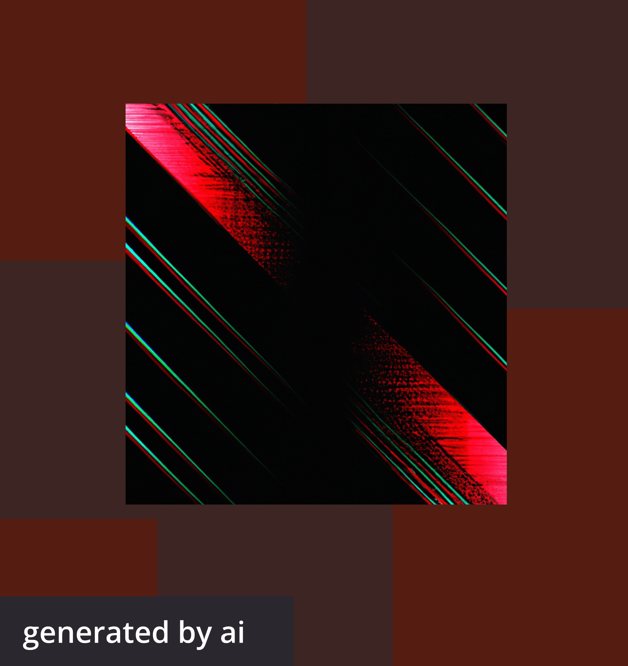 An AI-generated abstract, futuristic image with green and red lines over a red checkered background