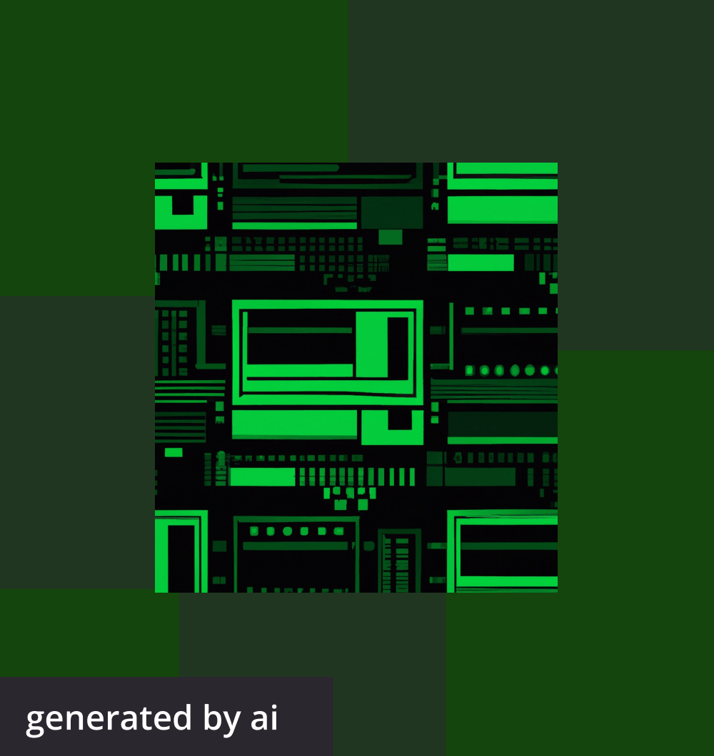 Abstract, futuristic image of a computer generated by AI