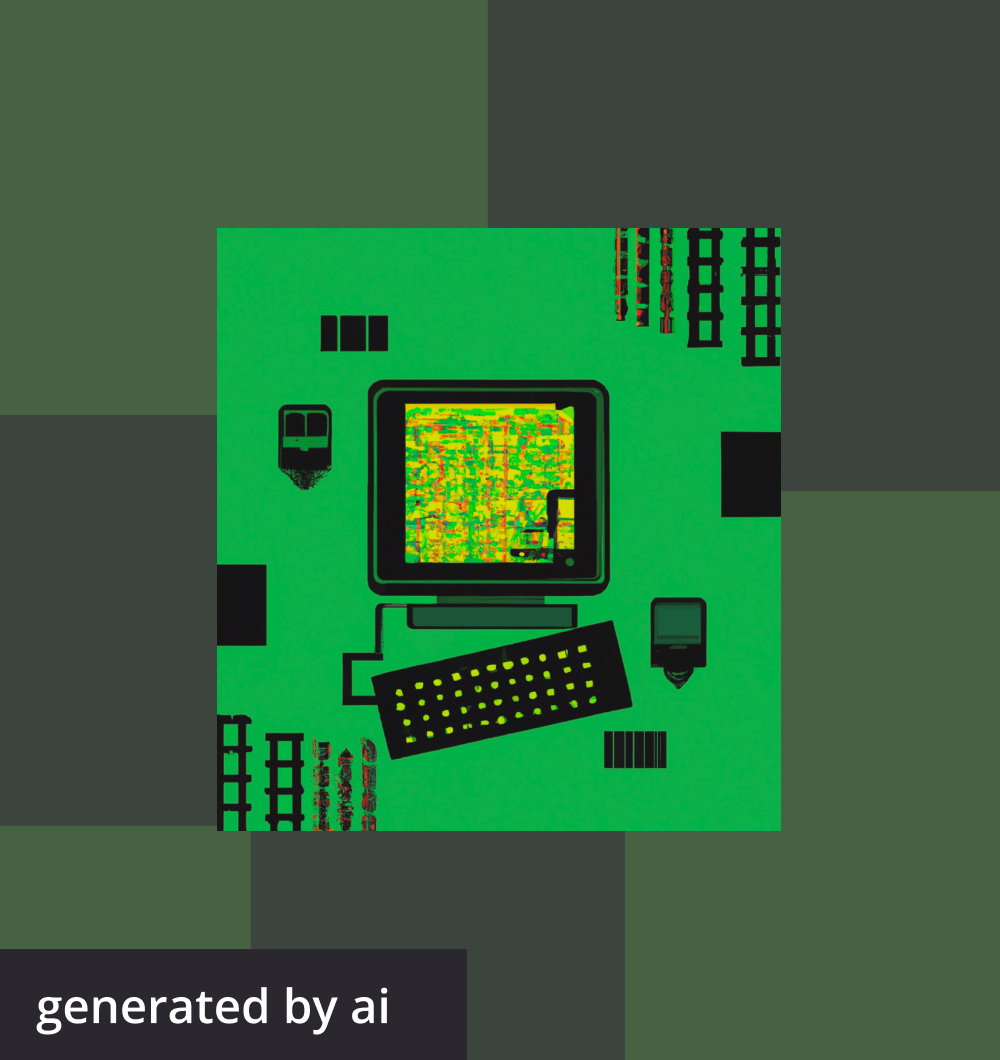 Abstract, futuristic image of a computer generated by AI