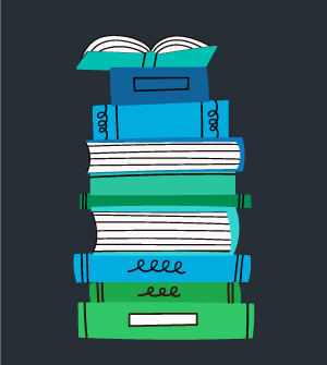 An illustration of stacked books